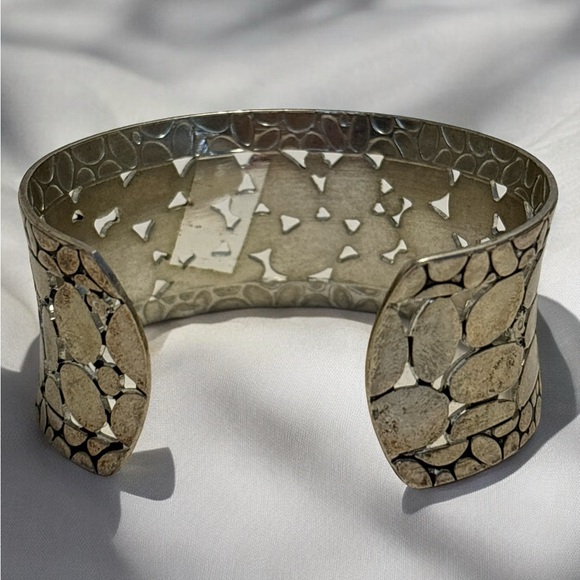 Brighton Rustic Silver Tone Pebbled Design Open Cuff Bracelet - Picture 4 of 8